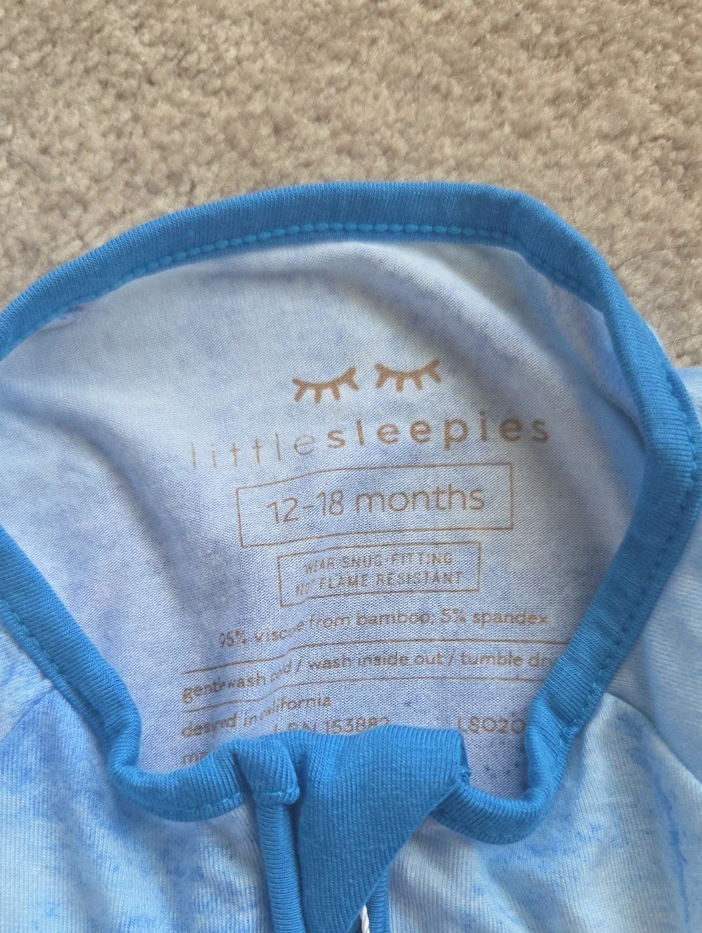 NWT Little Sleepies Blue Watercolor Zippy